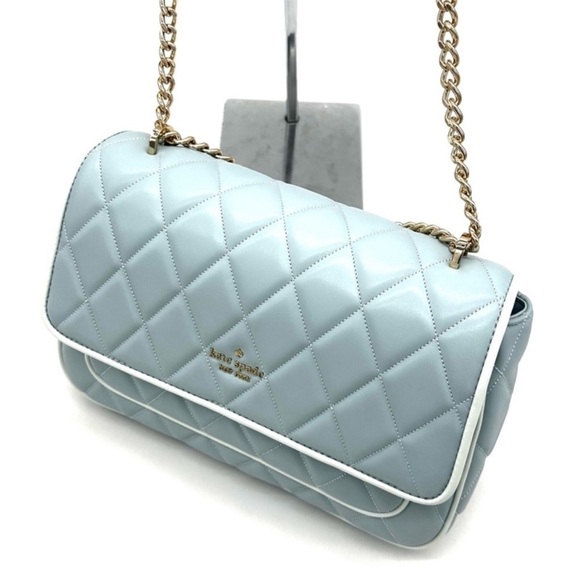 Kate Spade Colorblock Carey Quilted Leather Flap Shoulder Bag Wild Sage - Picture 6 of 11